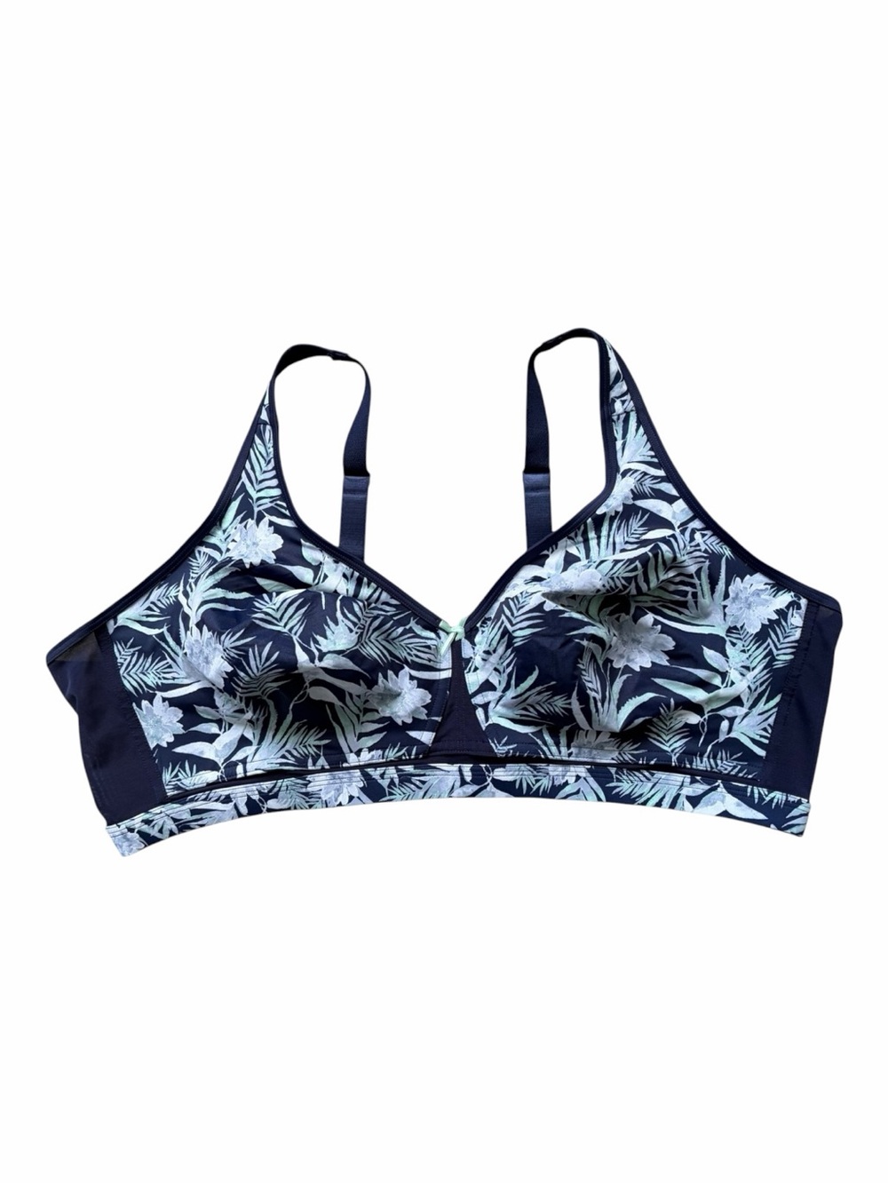 Cacique Cool Bliss Balconette Bra 50C Navy Floral Lightly Lined Underwire NWT